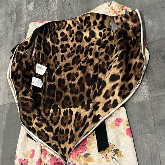 NWT DOLCE & GABBANA Dress Pink Cream Floral Jacquard Black Sleeveless Dress 42 6 - Picture 15 of 16